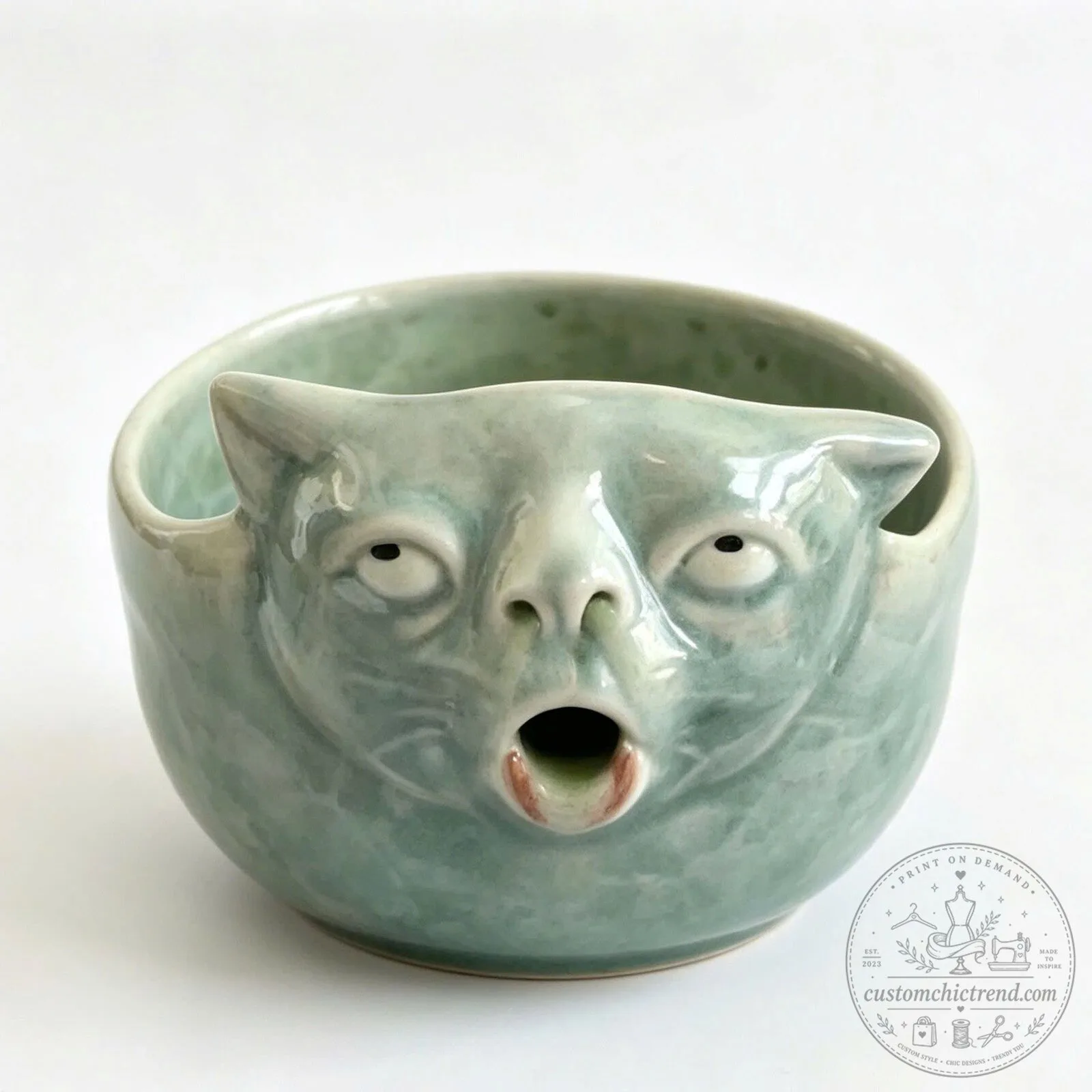 3D Funny Vomiting Cat Matcha Bowl