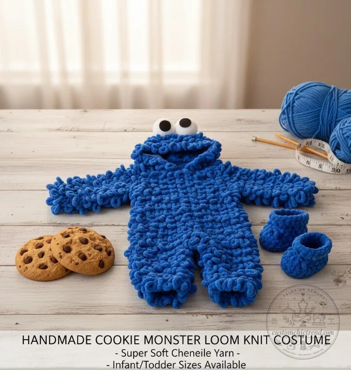 Handmade Cookie Monster Loom Kinit Custome 3 Handmade Cookie Monster Loom Kinit Custome