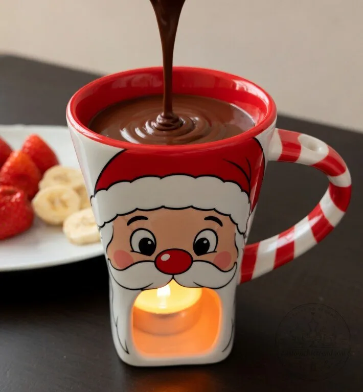 Christmas Santa Ceramic Chocolate Fondue Mug