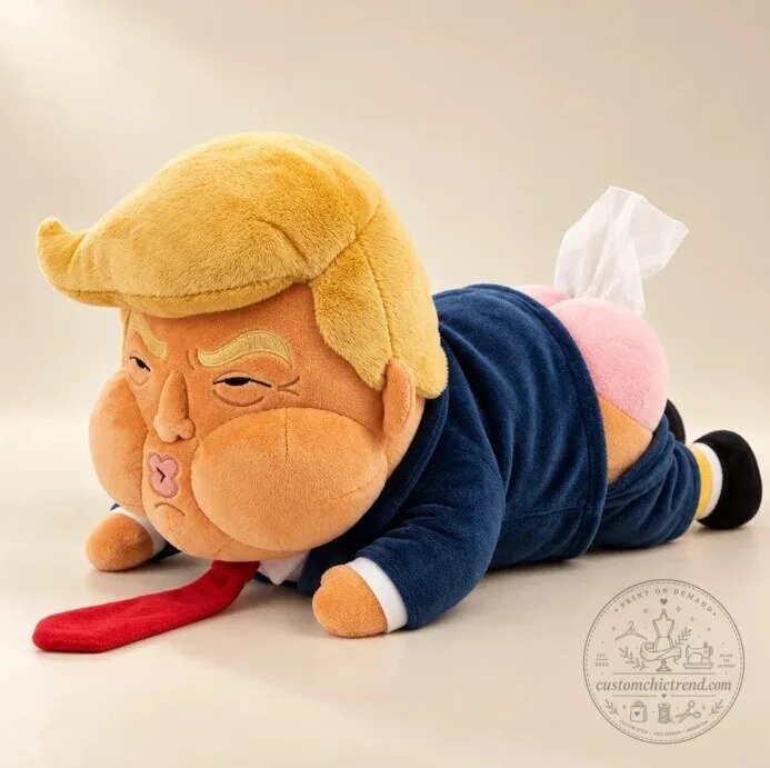 Trump Funny Gag Gift Plush Tissue Box Cover