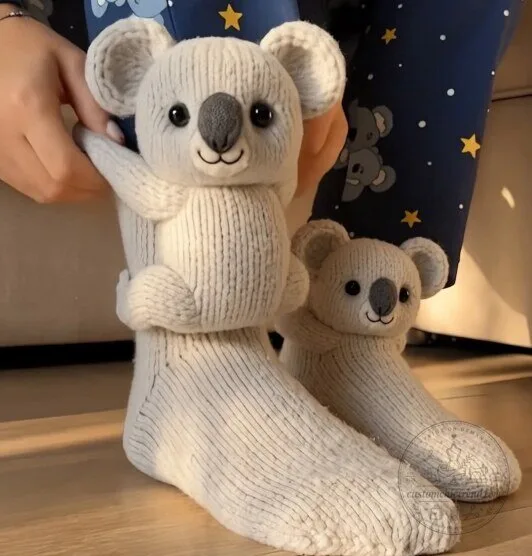 3D Knit Koala Hugging Socks